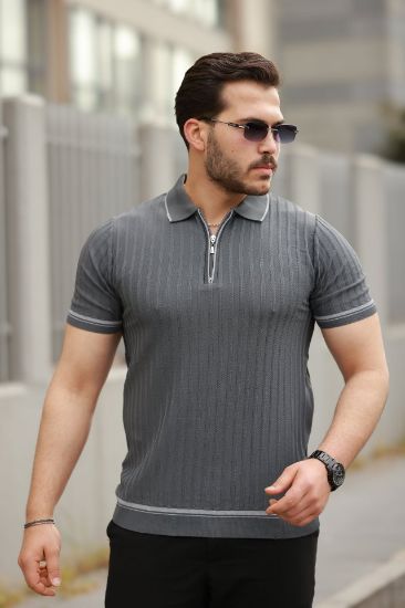 Erkek Fermuarlı Yakalı Kısa Kollu T-shirt resmi